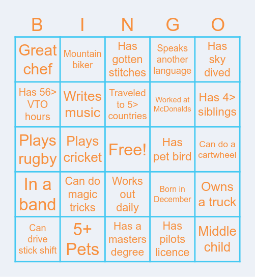 Virtual IceBreaker Bingo Card