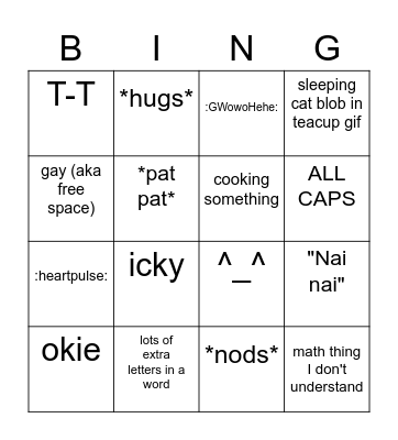 Thing for Person Bingo Card