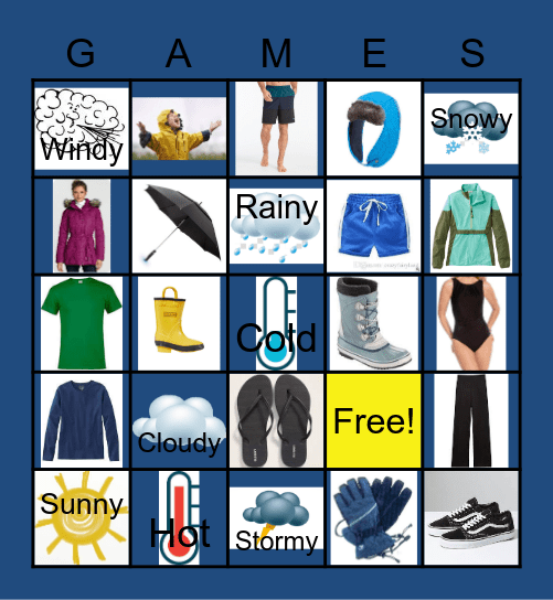 Weather "Blue" Bingo Card