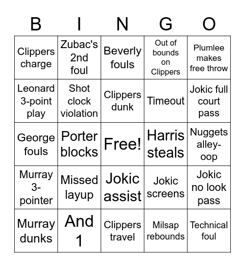 Game 7 Bingo Card