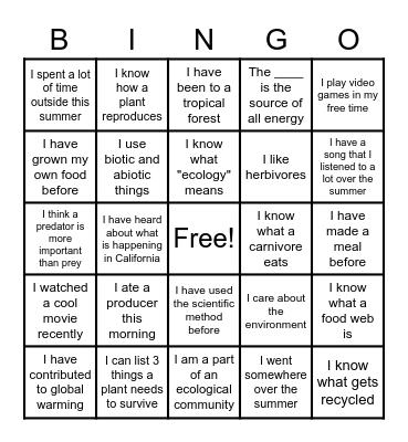 Ice Breaker Bingo Card