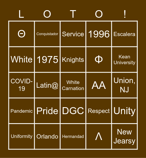 Lambda Loteria Bingo Card