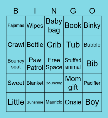 Ceci’s Baby Shower Bingo Card