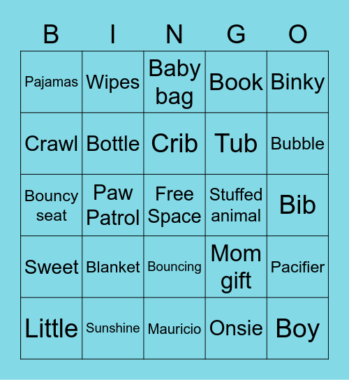 Ceci’s Baby Shower Bingo Card