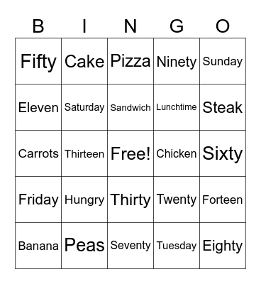 2nd Grade Bingo Card