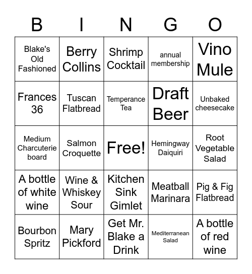 Blake's Bingo Card