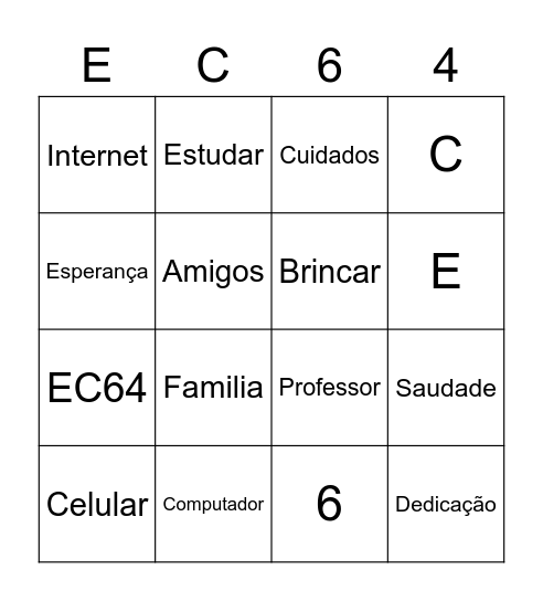 Bingo da Saudade Bingo Card