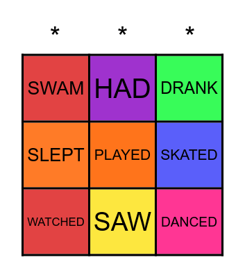 Verbs Bingo! Bingo Card