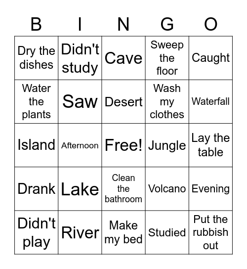 5th Grade Bingo Card