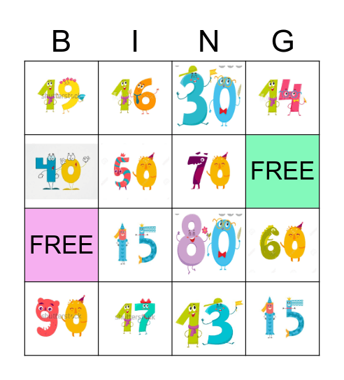 Numbers Bingo Card
