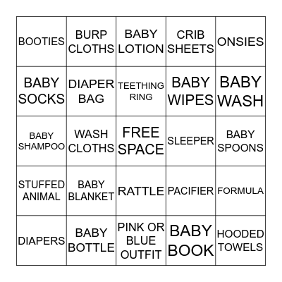 BABY SHOWER BINGO Card