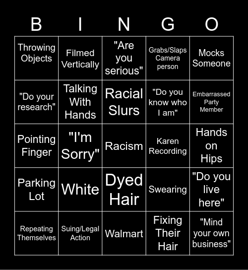 Karen Bingo Card