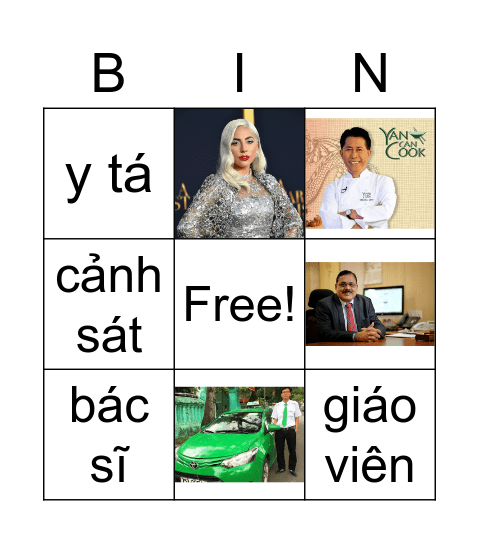 Jobs - Bạn làm nghề gì? Bingo Card