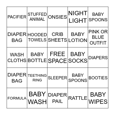 BABY SHOWER BINGO Card