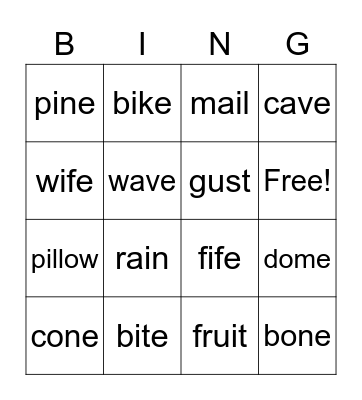 Phonics Bingo Card