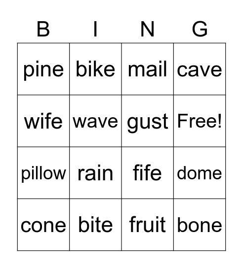 Phonics Bingo Card