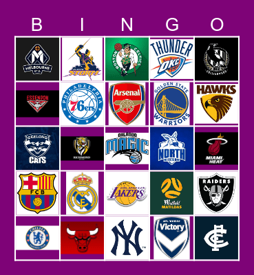 SPORTS TEAMS Bingo Card