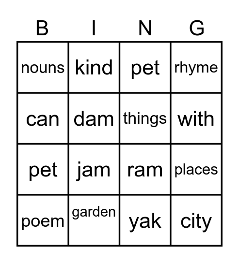 What is a Pal? Bingo Card