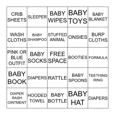 BABY SHOWER BINGO Card
