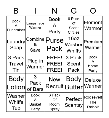 SCENTSY Bingo Card