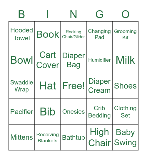 JULIE’S BABY SHOWER Bingo Card