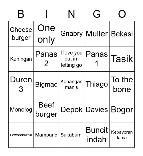 Keisuke Bingo Card