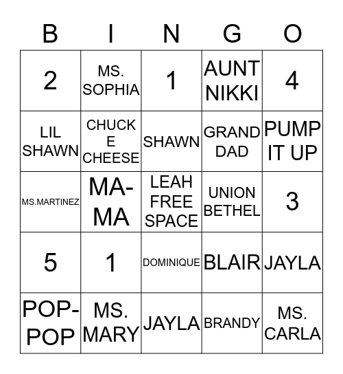 ALL ABOUT LEAH BINGO Card