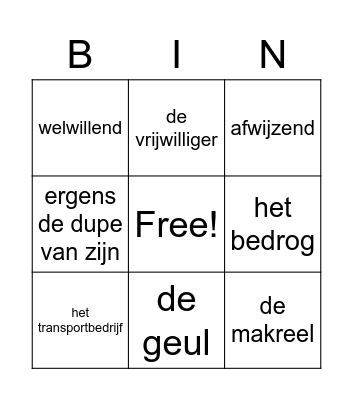 thema woorden Bingo Card