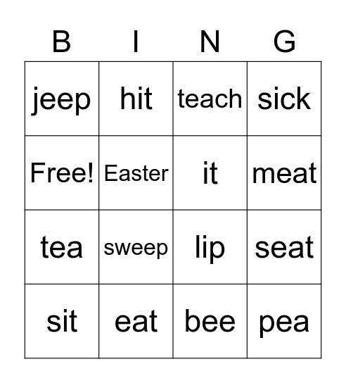 Grade Three (3) BINGO Card