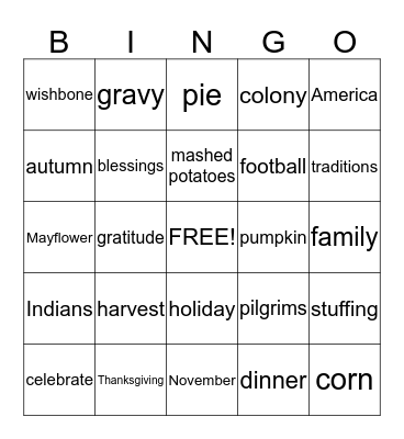 Thanksgiving Bingo Card