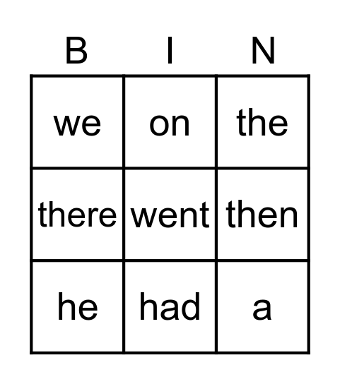 Red and Yellow Sight Words Bingo Card