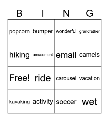 Grade 6 Unit 1 Vocabulary Review Bingo Card