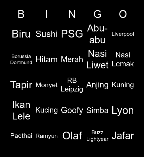 Kapil Jelek Bingo Card