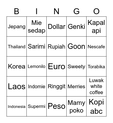 Punya Garini Bingo Card