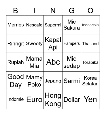 Gheanna Bingo Card