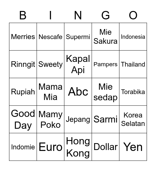 Gheanna Bingo Card