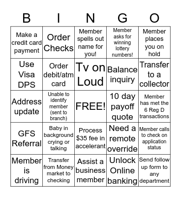Solution Center Bingo Card