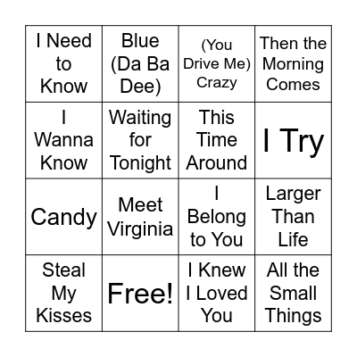 Now 4 Bingo Card