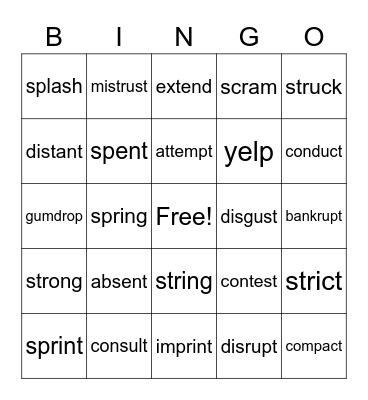 Clusters and end blends Bingo Card