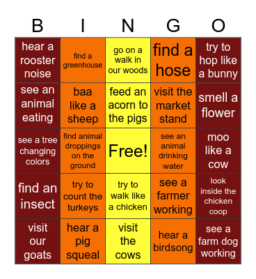 Fall at NCOF! Bingo Card