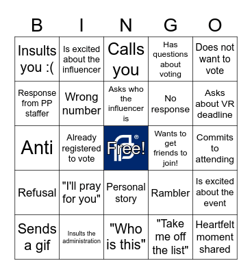 NVRD Hustle Party Bingo Card
