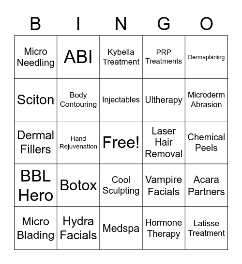 Let's Play MedSpa Bingo! Bingo Card
