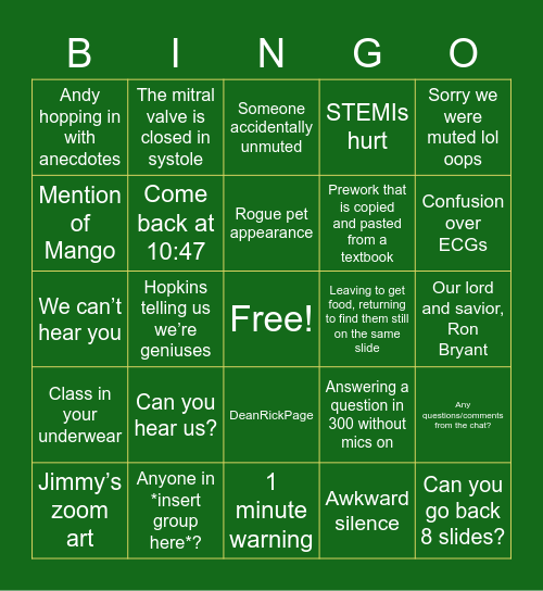 Remote CRR Bingo Card