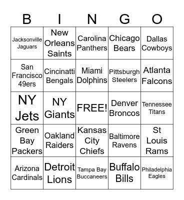 Football BINGO- week 10 Bingo Card