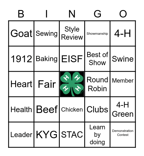 4-H Bingo Card