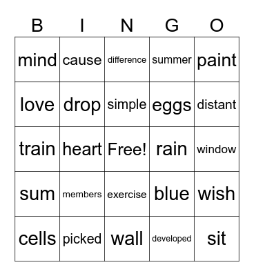 Andrew's 9/16/20 Bingo Card Bingo Card