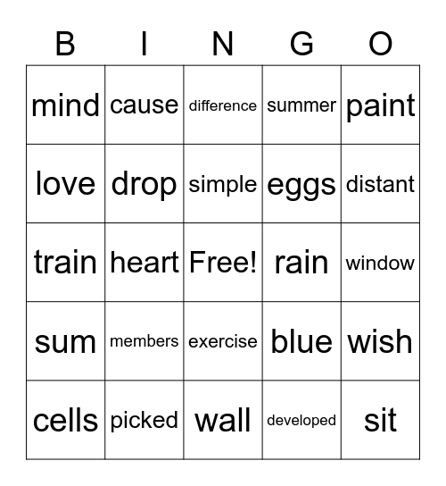 Andrew's 9/16/20 Bingo Card Bingo Card