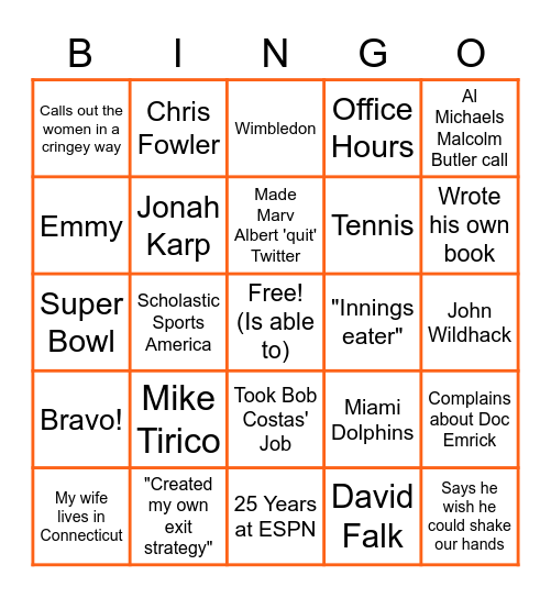Hi! Dennis Deninger Bingo Card