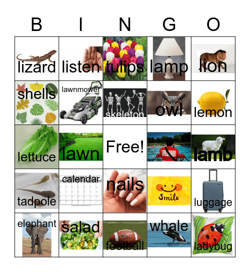 L word bingo Card