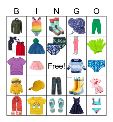 Clothes Bingo Card